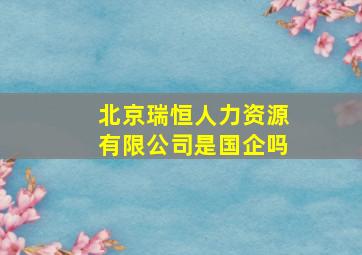 北京瑞恒人力资源有限公司是国企吗