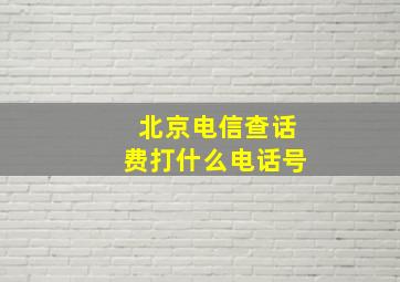 北京电信查话费打什么电话号