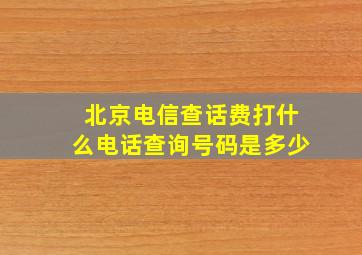 北京电信查话费打什么电话查询号码是多少