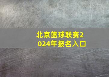 北京篮球联赛2024年报名入口