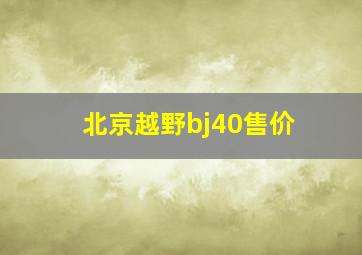 北京越野bj40售价