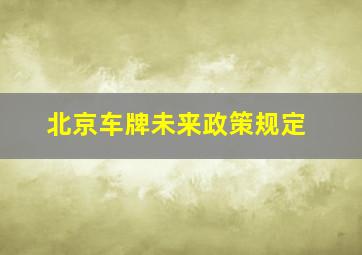 北京车牌未来政策规定