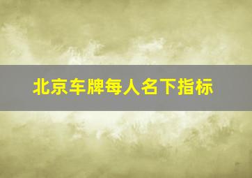 北京车牌每人名下指标