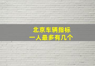 北京车辆指标一人最多有几个