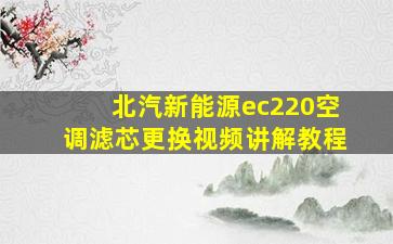 北汽新能源ec220空调滤芯更换视频讲解教程