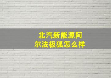 北汽新能源阿尔法极狐怎么样