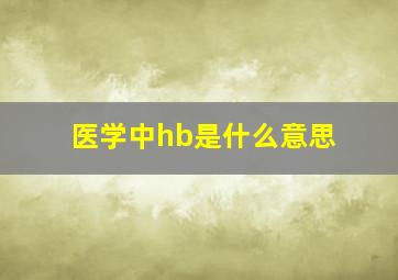 医学中hb是什么意思