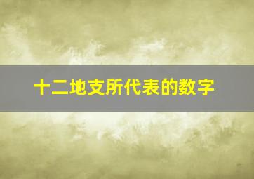 十二地支所代表的数字