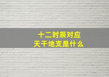 十二时辰对应天干地支是什么