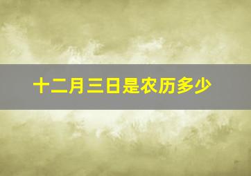 十二月三日是农历多少