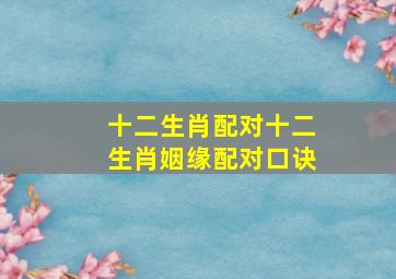 十二生肖配对十二生肖姻缘配对口诀