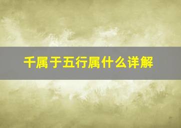 千属于五行属什么详解