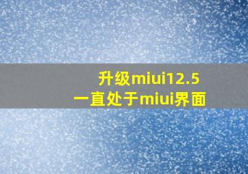 升级miui12.5一直处于miui界面