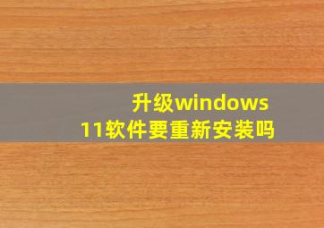 升级windows11软件要重新安装吗