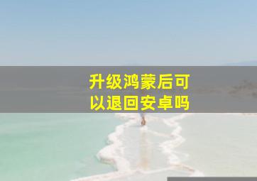 升级鸿蒙后可以退回安卓吗