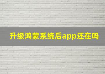 升级鸿蒙系统后app还在吗