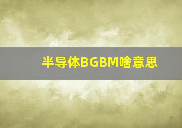 半导体BGBM啥意思