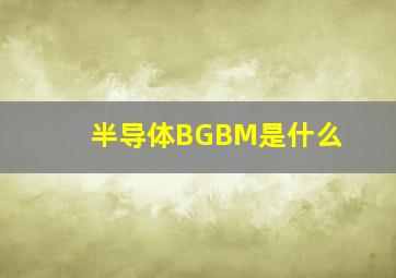 半导体BGBM是什么