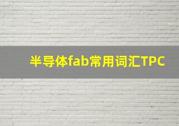 半导体fab常用词汇TPC