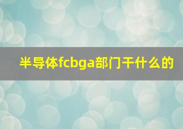 半导体fcbga部门干什么的