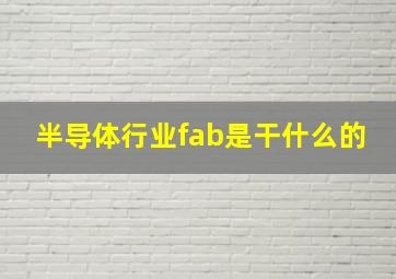 半导体行业fab是干什么的