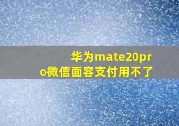 华为mate20pro微信面容支付用不了