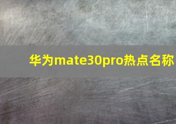 华为mate30pro热点名称