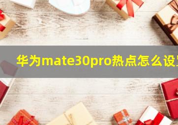 华为mate30pro热点怎么设置