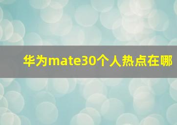 华为mate30个人热点在哪