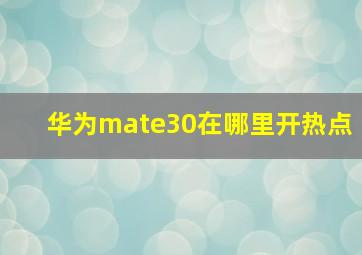 华为mate30在哪里开热点