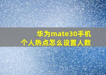 华为mate30手机个人热点怎么设置人数