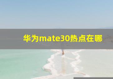 华为mate30热点在哪