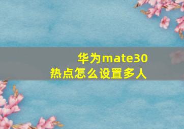 华为mate30热点怎么设置多人