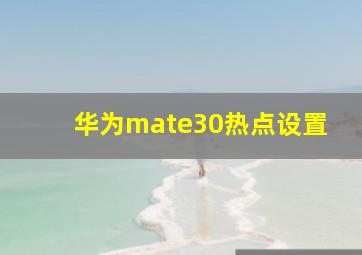 华为mate30热点设置