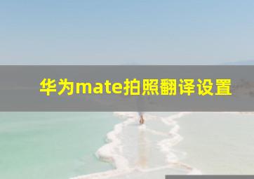 华为mate拍照翻译设置