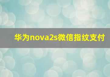 华为nova2s微信指纹支付