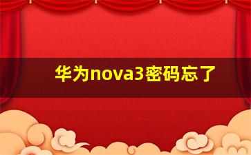 华为nova3密码忘了