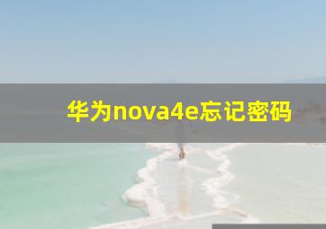 华为nova4e忘记密码