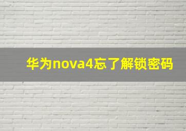 华为nova4忘了解锁密码