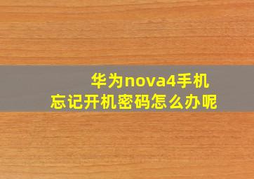 华为nova4手机忘记开机密码怎么办呢