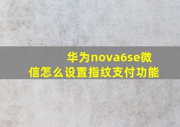 华为nova6se微信怎么设置指纹支付功能