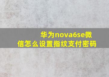 华为nova6se微信怎么设置指纹支付密码