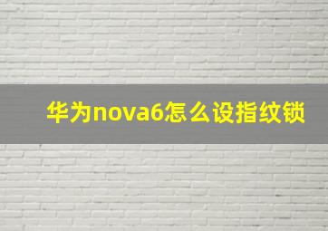 华为nova6怎么设指纹锁