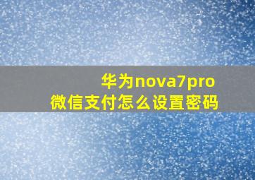 华为nova7pro微信支付怎么设置密码