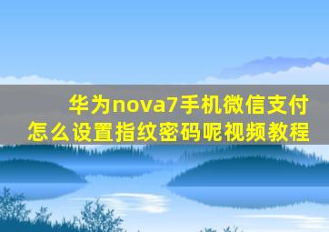 华为nova7手机微信支付怎么设置指纹密码呢视频教程