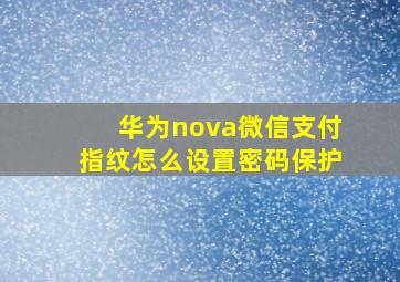 华为nova微信支付指纹怎么设置密码保护