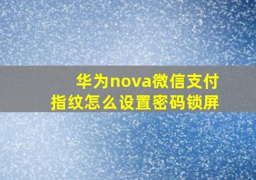 华为nova微信支付指纹怎么设置密码锁屏