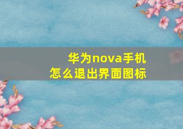 华为nova手机怎么退出界面图标