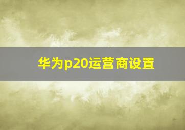 华为p20运营商设置