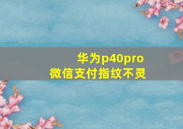 华为p40pro微信支付指纹不灵